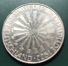 10 DM Silber Gedenkmünze Olympische Spiel Motiv Spirale 1972 in München D