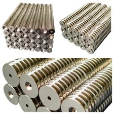 Neodym Ringmagnet (Scheibe) mit Loch/Bohrung und Senkung 10mm/15mm/20mm N45/N52