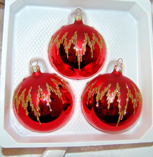 Traumhafte Christbaumkugeln Inge Glas Kugeln rot mit Zackendach  3 St. 8 cm