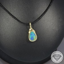Wert 680 € Brillant Opal Anhänger 585 14 Karat Gelb Gold xxyy