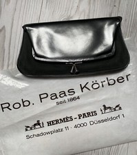 Clutch, Abendtasche, Rob. Paas Körber Düsseldorf, Vintage, Anthrazit Leder