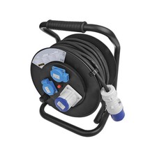 Multibros CEE Kabeltrommel 25m – 3x2,5mm² – 1x CEE + 2x Schuko – IP44 – Überlast