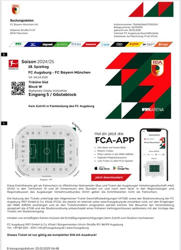 Sammlerticket augsburg fc - fc,