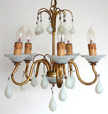 Florentiner Vergoldete Metall Murano Opalin Glastropfen Kronleuchter, Lüster
