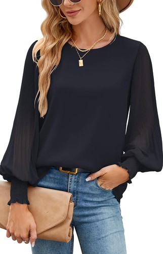 Damen bluse chiffon - bluse, plissee