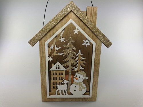 Laterne holz mit schneemann - laterne,