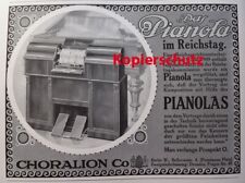 Pianola im Reichstag Berlin Choralion Co. orig. Werbung 1911