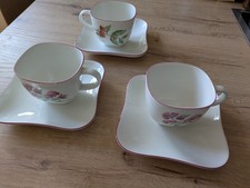 Villeroy & Boch Vivo Botanic Flower 3 x Kaffee Tasse mit Untertasse