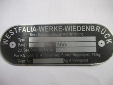 Typenschild AHK Anhängerkupplung Westfalia Oldtimer Kupplungskugel Schild 75kg