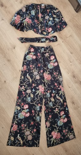 Weite hose crop top floral - &,