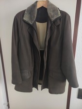 Herren Leder Jacke,Braun mit Kunstfell, Herausnehmbares Futter, 