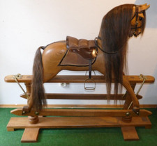 Schaukelpferd groß Eichenholz+echt Leder Stevenson Brothers GB 140x45x 120cm