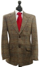 Harris Tweed Herren Sakko Jackett 50 beige kariert 2-Knopf Schurwolle wie Neu