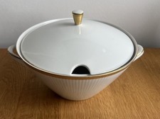 Seltmann Weiden Suppenterrine Monika 31648 weiß Goldekor groß Vintage Top