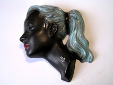 50er Cortendorf Wandmaske Nr. 3408 Frauenkopf 26x20 Keramik  50s Vintage