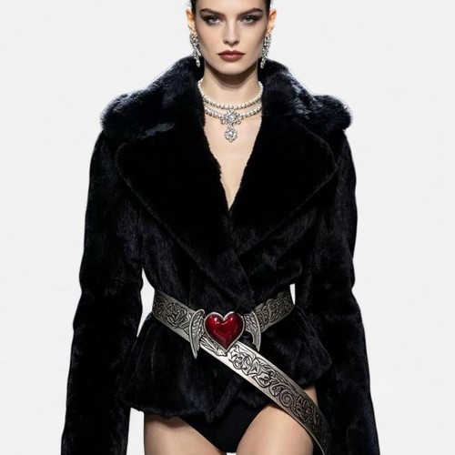 Schwarze cropped pelzjacke mit - schwarze,