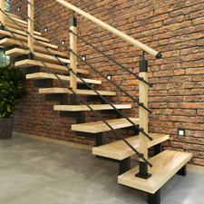 Treppengeländer Holz Edelstahl Geländer Schwarz Handlauf Pfosten Eiche Treppe