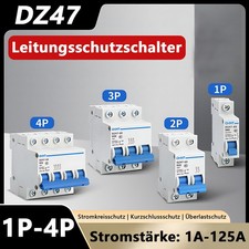 Leitungsschutzschalter DZ47 Baureihe 1P/2P/3P/4P 1A-125A Mini Sicherungsautomat
