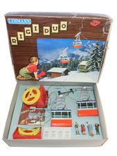 Vintage Lehmann Rigi Duo Set Blech Seilbahn mit 4 Figuren Fahrkarten und OVP