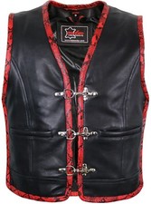 Men's leather vest with red