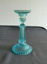 antiker Pressglas-Kerzenleuchter  *   Kerzenständer `*    türkis