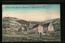 Künstler-AK Kloster Kreuzberg /Rhoen, Mönche vor dem Kloster 