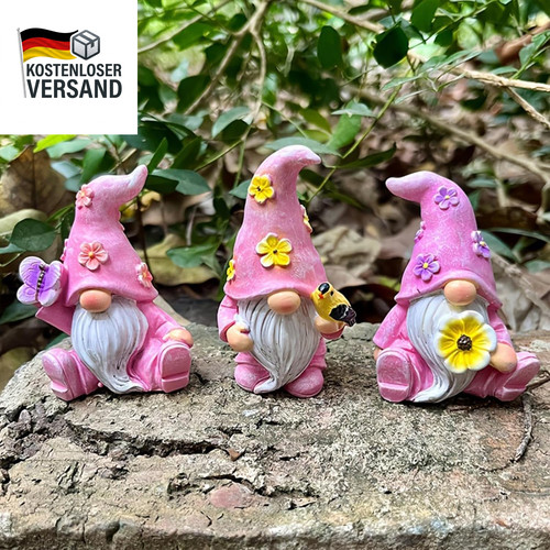 3er set lustige gartenzwerge - set,