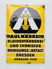 Emailschild Paul Märksch Wäscherei Dresden - 58x38cm - Original um 1920