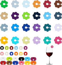 Glasmarkierer Silikon 48 Stück Wiederverwendbare Glasmarker