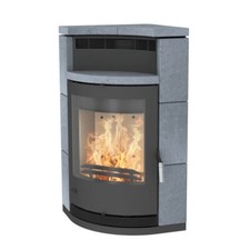 Fireplace Lyon Eckkaminofen 8 kW Speckstein Naturstein Stahl Gussgrau K1430