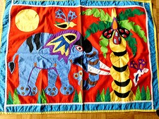 Bunter Wandbehang Deko fürs Kinderzimmer 60x80 cm Handarbeit Motiv-Applikation