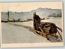 11051541 - 1890 Rueckkehr vom Walde Winter Transportschlitten sign. Giovanni