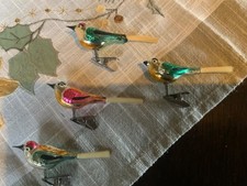 4 Stück Vögel Lauscha Christbaumschmuck - antiker Vogel