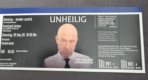 Konzertkarte unheilig hamburg - konzertkarte,