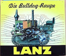 Altes Oldtimer Blechschild Traktor Lanz Bulldog Raupe Schlepper