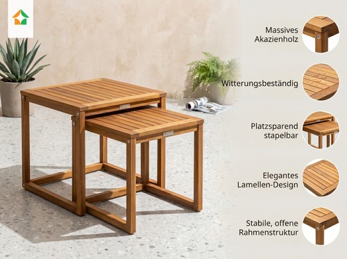 2er garten beistelltisch aus - beistelltisch,