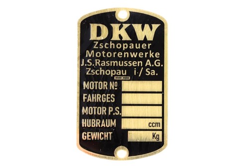 Typenschild für dkw - für,