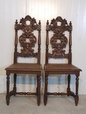 KM 410 Herrliches Paar Prunk Stühle  aufwändige Schnitzereien  Bretagne  1900