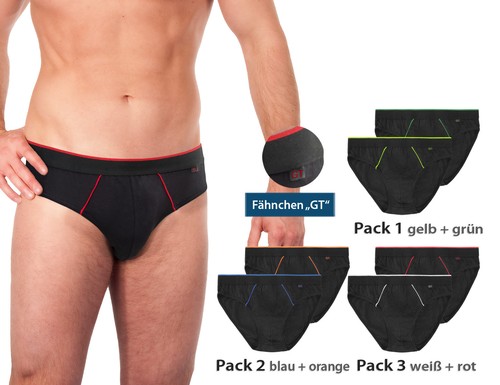 Herrenslip uni mit paspel 2er - mit,