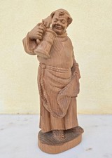 geschnitzte Holzfigur - dicker Mönch mit Krug  - 27 cm hoch