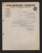 ELBERFELD, Brief 1926, Alex Mosblech Chemische und Stopfbüchsenpackungs-Fabrik