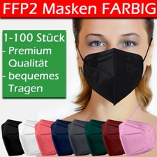 FFP2 Maske schwarz BUNT CE zertifiziert 5 10 20 50 100 x Stück Masken Mundschutz