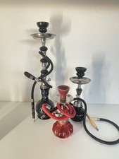 3 Stück Wasserpfeife Shisha Hookha 53cm 31cm 24cm Hoch Schwarz Rot
