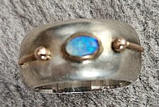 Sehr schöner Opal-Ring Silber  925 + 14k Gold Handarbeit Designerstück Unikat