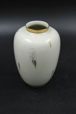 Hertel Jacob Porzellan Vase Blumenvase Tischvase Elfenbein Goldrand Nr. 1449