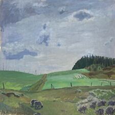 Impressionist Karl Adser 1912-1995 Landschaft mit Schafen und Wolken 59,5 x 59,5