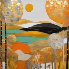 Gold abstrakt naive - 04, 70x70