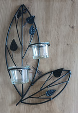 1/3 - SEHR DEKORATIVER WAND-KERZENHALTER/ TEELICHTHALTER AUS EISEN