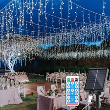 LED Eisregen Lichterkette Eiszapfen Außen Xmas Regen Vorhang Lampion Schneefall