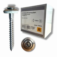 Spenglerschrauben Ø4,5x45-T25 / 100stk / Edelstahl A2 Dichtscheibe /kureg